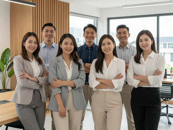 Latin Hiwr team members in the company office dedicated to connecting American men with Latin women